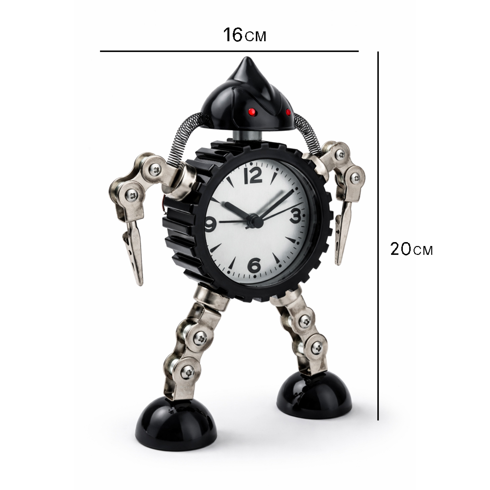 Creative Robot Shape Table Clock – Decorative Metal Robot Alarm Clock For Desk & Home Decor (20cm Height)