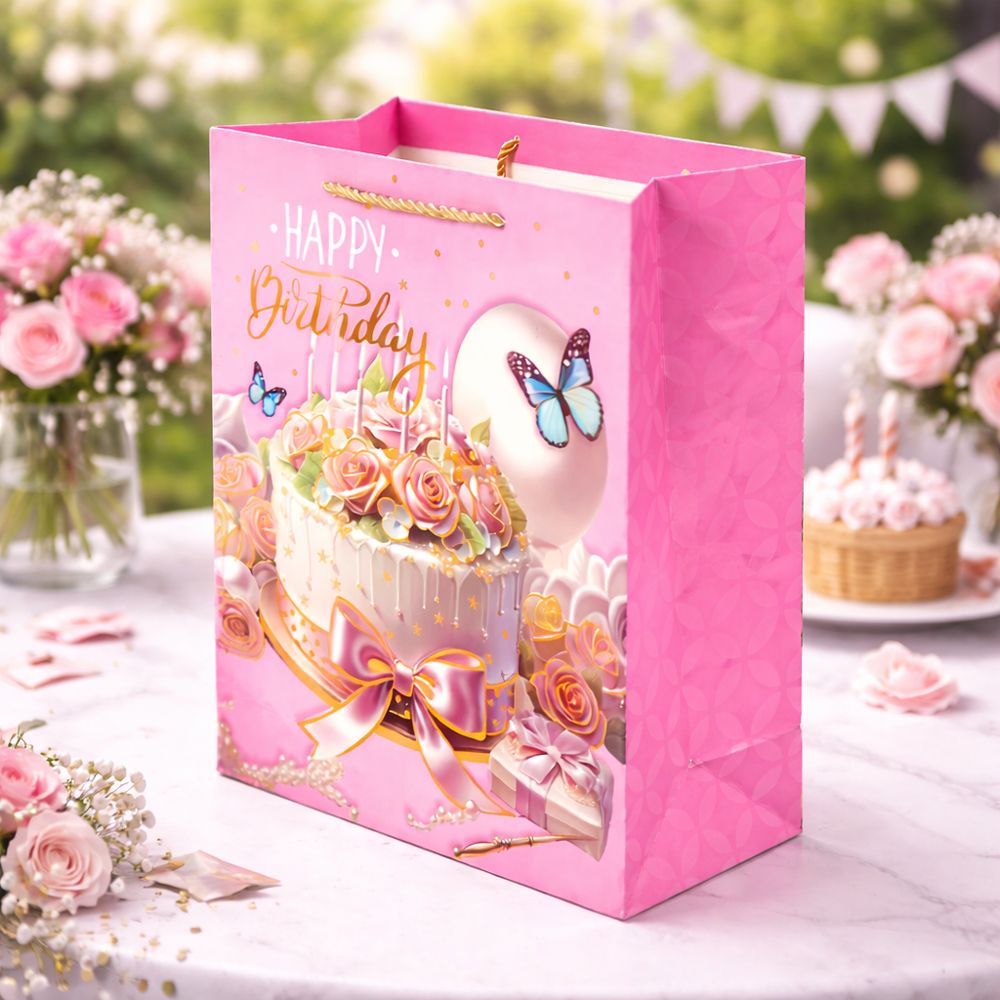 Radiant Floral Wreath Premium Paper Gift Bag – 32Cm