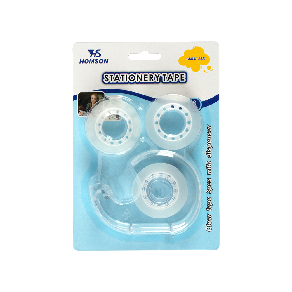 3 PCS Stationery Tape with Dispenser – Easy Cut & Smooth Use Set