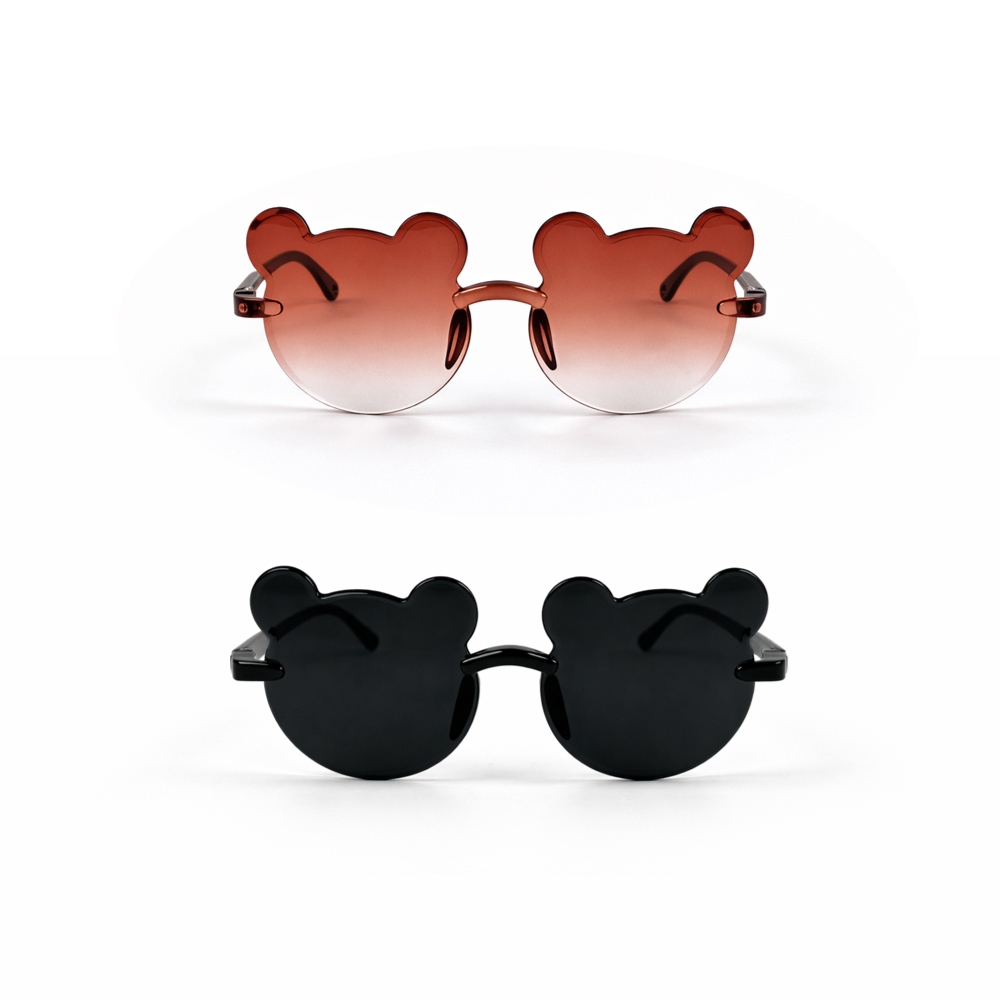 Kids Cartoon Bear Shape Sunglasses – 2 Piece Set Cute Fashion Summer Sunglasses for Children