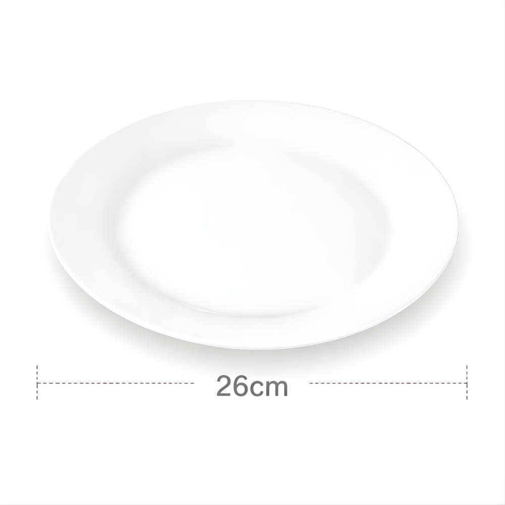 Premium 26cm White Ceramic Dinner Plate – Elegant Round Serving Plate for Home, Hotel & Restaurant Use