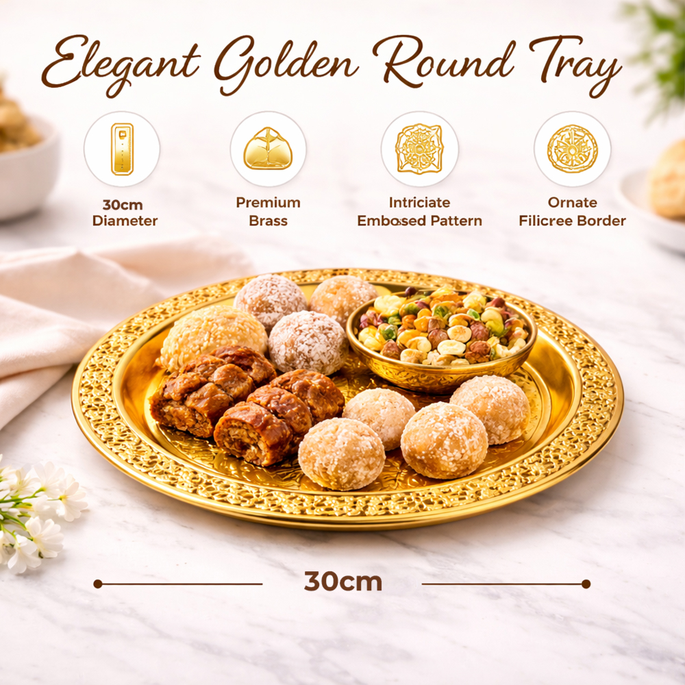 Luxury Gold Sunburst Mandala Serving Tray - 30cm