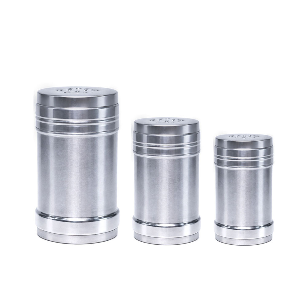 Salt & pepper shaker 3pcs set (table spice jar ,stainless steel pepper jar ,refillable spice dispenser)
