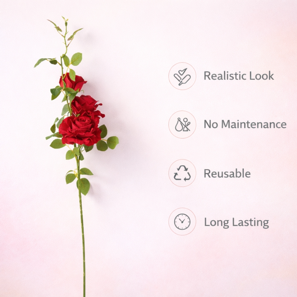 Premium Long-Stem Artificial Red Rose