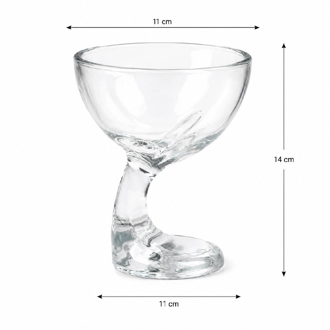 Sustainable Luxury Gravity-Style Dessert Bowl With Unique Stem Design, Transparent, 14 X 11 Cm