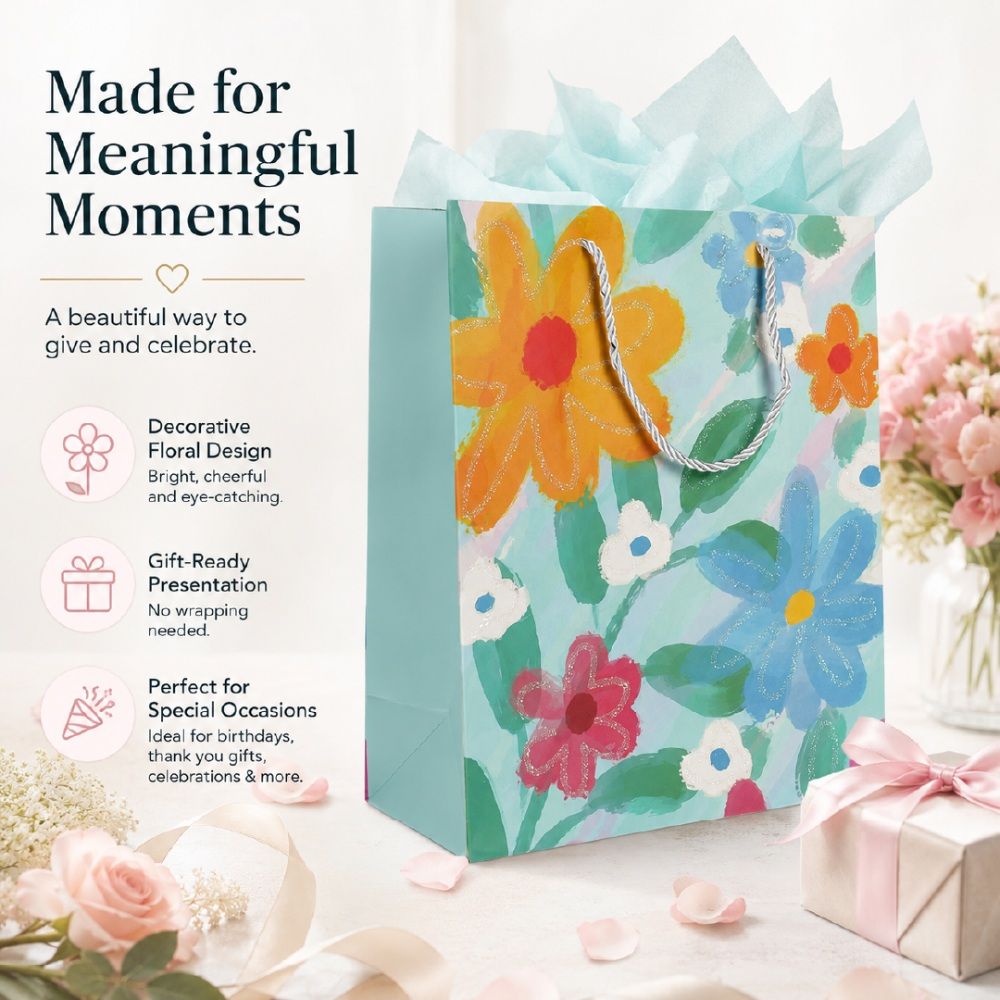 Elegant Floral Art Premium Paper Gift Bag – 32Cm