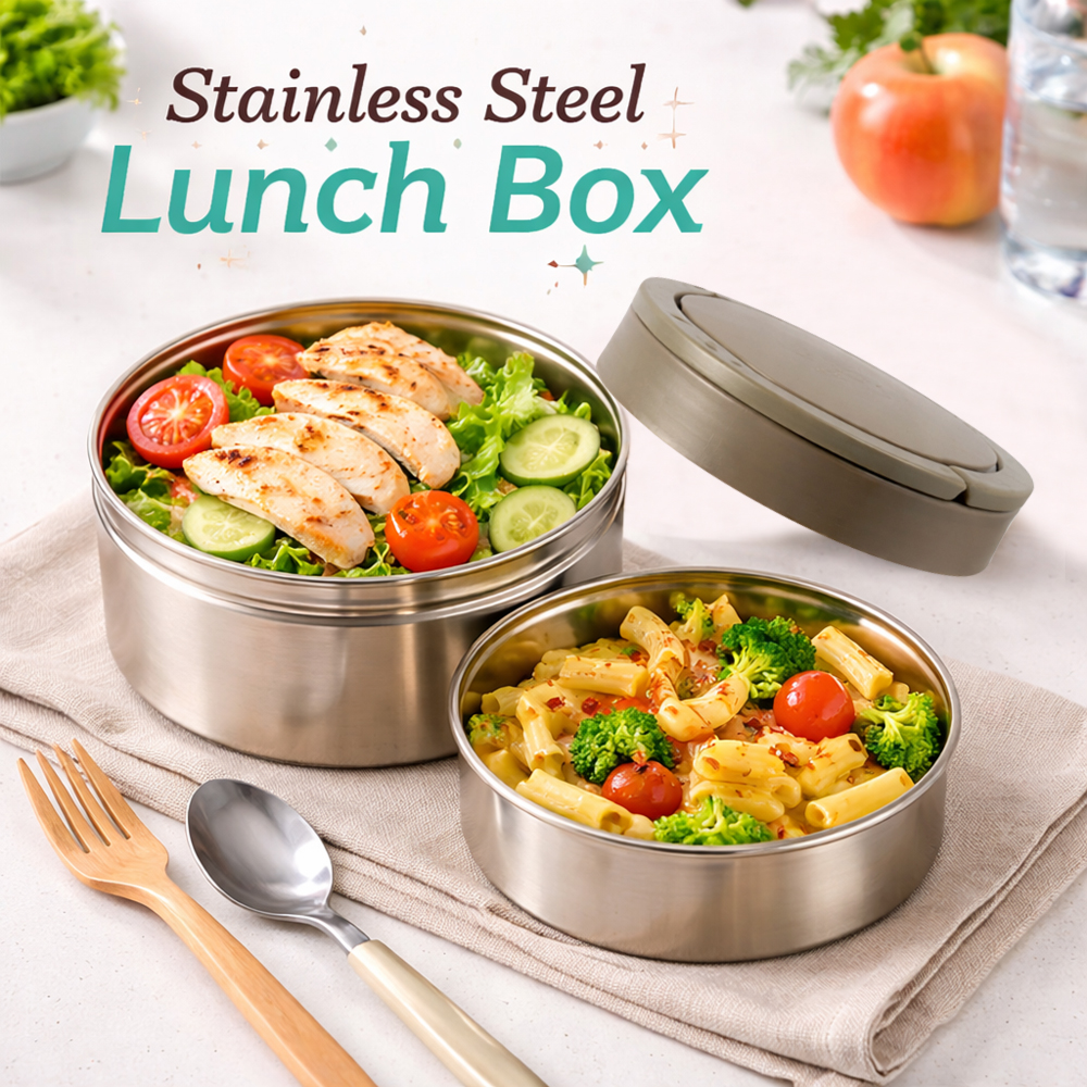 Stainless Steel Thermal Lunch Box – Insulated Food Container 1.1L (11cm x 15cm)