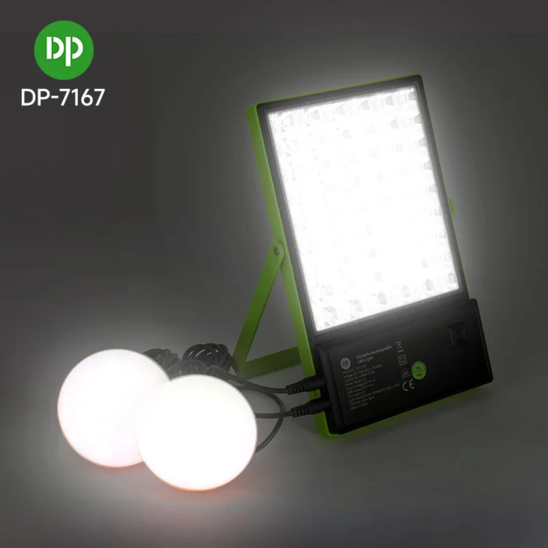 Multi function Emergency Light 28w 4000mah With Solar Panel & Dual Bulbs Dp 7167