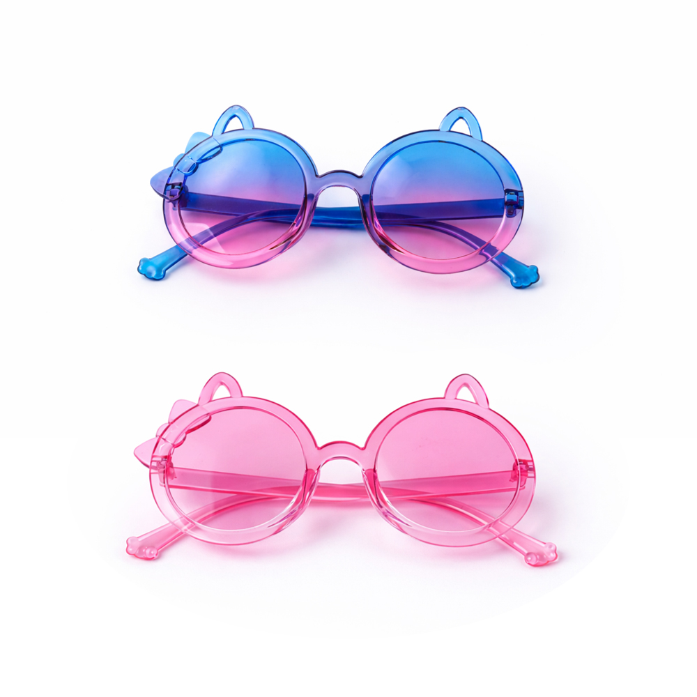 Kids Cat Ear Sunglasses – 2 Piece Set Cute Cartoon Summer Sunglasses for Children