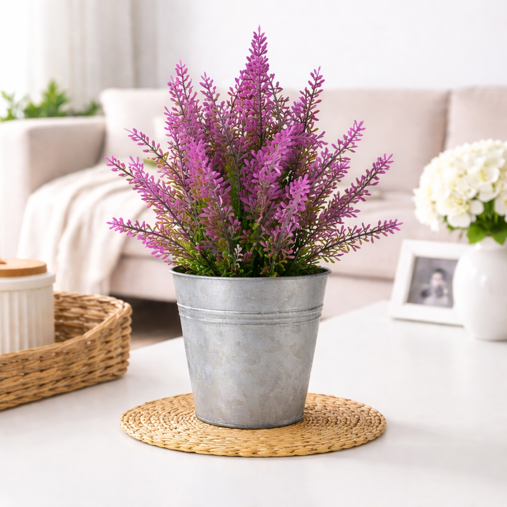 Artificial Light Purple Lavender Flower 27cm – Decorative Potted Lavender Plant for Home & Office