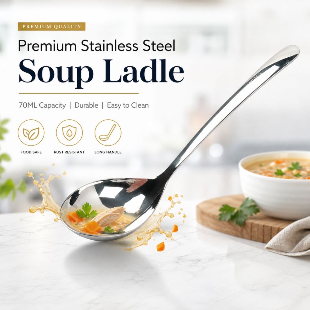 Premium Heavy Duty Stainless Steel Soup Ladle Large Serving Spoon