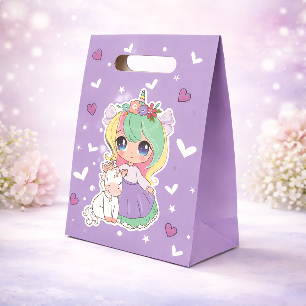 Elegant Floral Paper Gift Bag – Light Purple & Lavender (27Cm)