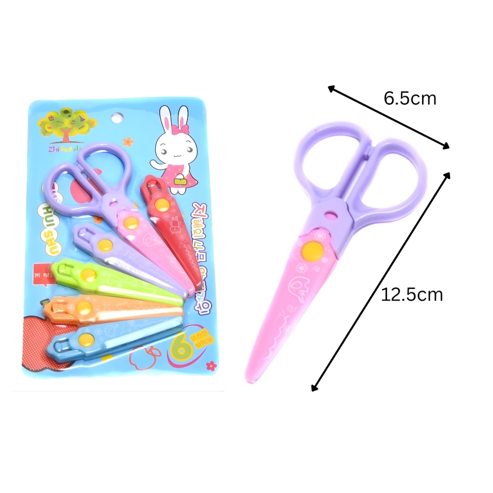 Kids Plastic Safety Craft Scissors For Paper Cutting 6pcs Set