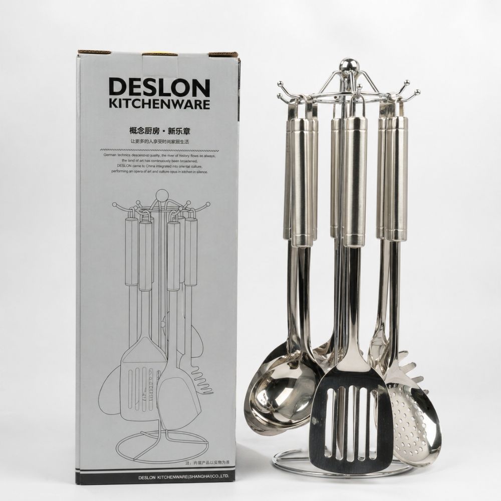 Premium 8 Piece Stainless Steel Kitchen Tool Set With Stand