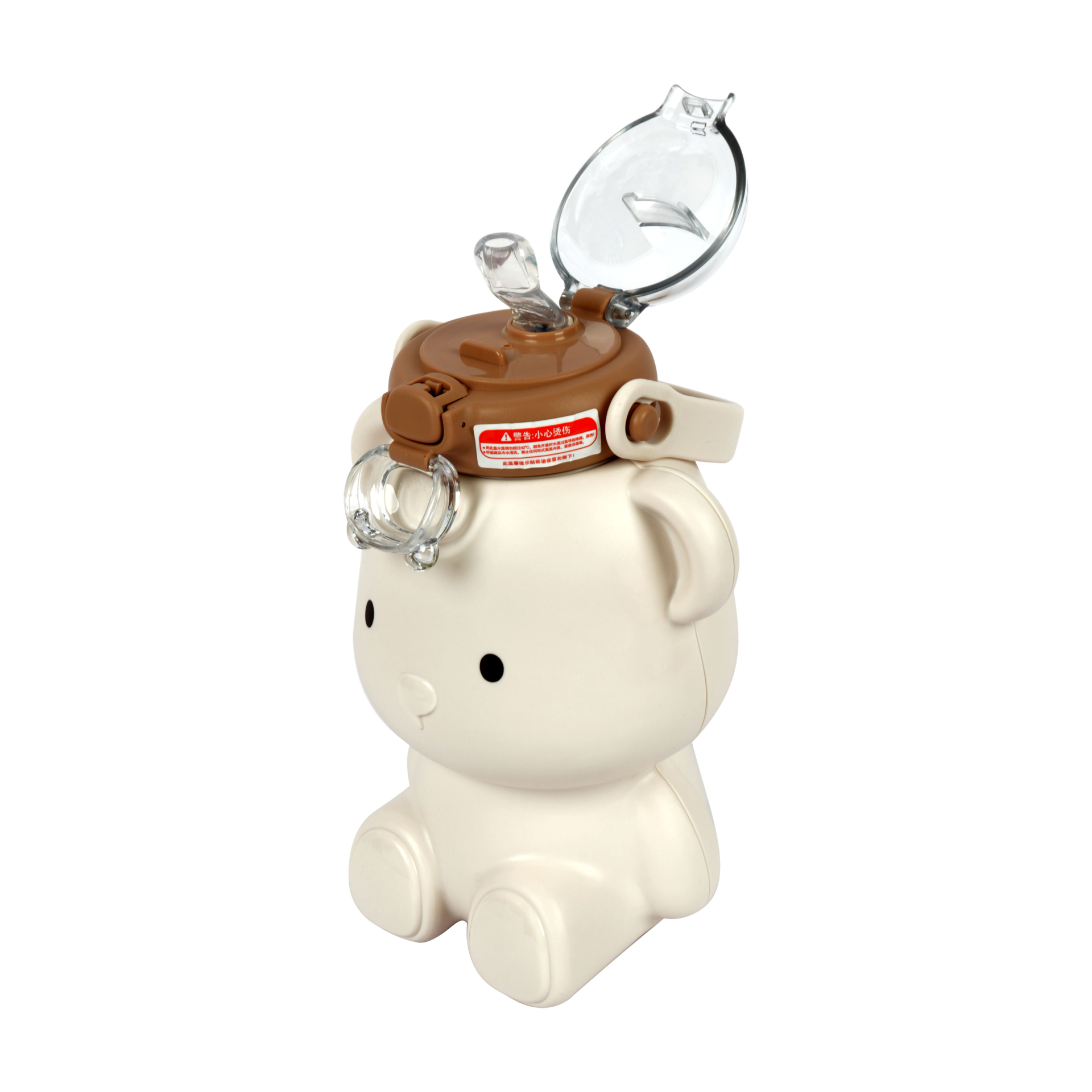 Large Bear-Shaped Sports Water Bottle - Coffee (with Carry Strap)