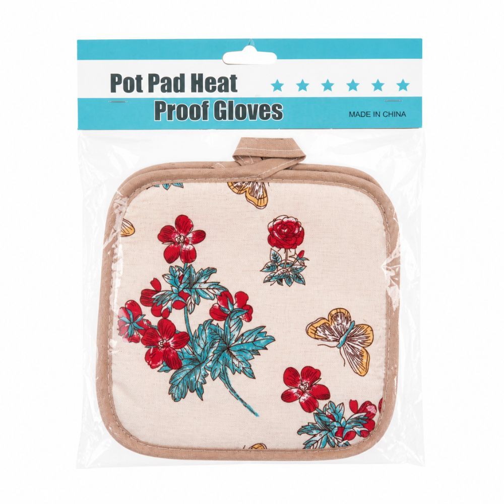 Premium Heat Resistant Kitchen Pot Pad With Floral Print And Hanging Loop