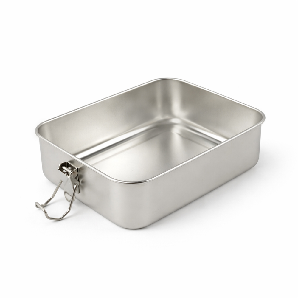 Stainless Steel Lockable Lunch Box – Durable Leak Resistant Food Storage Container for Office, School & Travel (19cm x 14cm x 6.5cm)