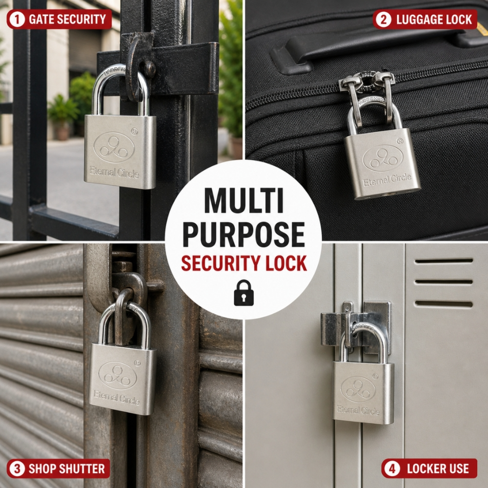 Eternal Circle Heavy Duty Anti Theft Stainless Steel Security Padlock With Three Keys