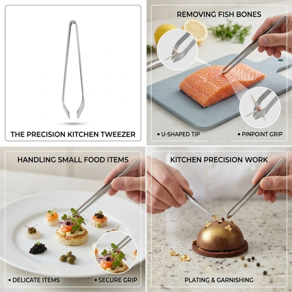 Stainless Steel Fish Bone Remover Tweezers – Precision Fish Bone Picker (11.5cm)
