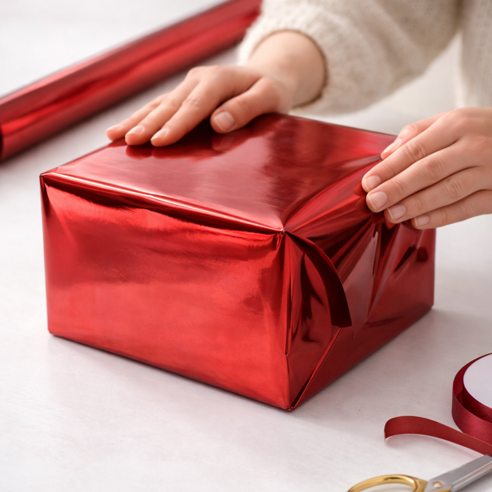 Metallic Crimson Red Gift Wrapping Paper