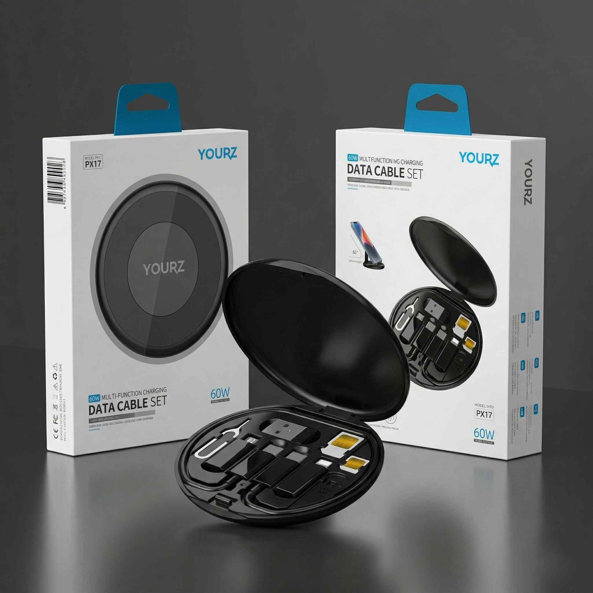 Multi Functional Data Cable Set And Wireless Charging Hub 6 In 1 -Small Mobile Studio