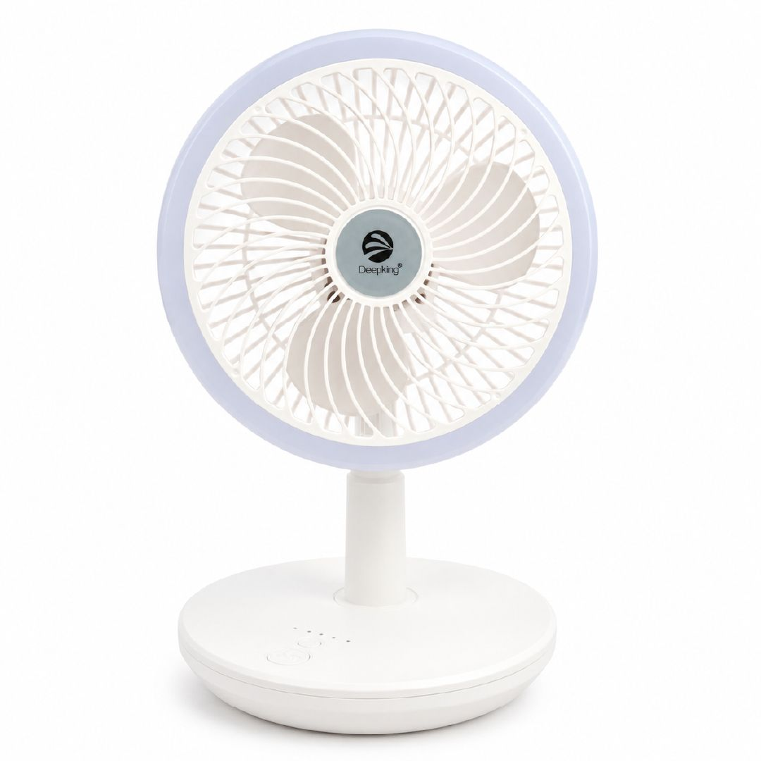 Vitalizing Deepking Dk-123 Rechargeable Table Fan With A Built-In Led .; 18 X 30 Cm; Indigo