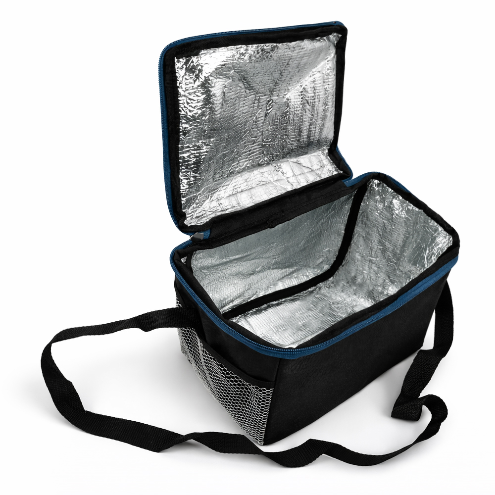 Insulated Portable Thermal Lunch Bag With Adjustable Shoulder Strap Black
