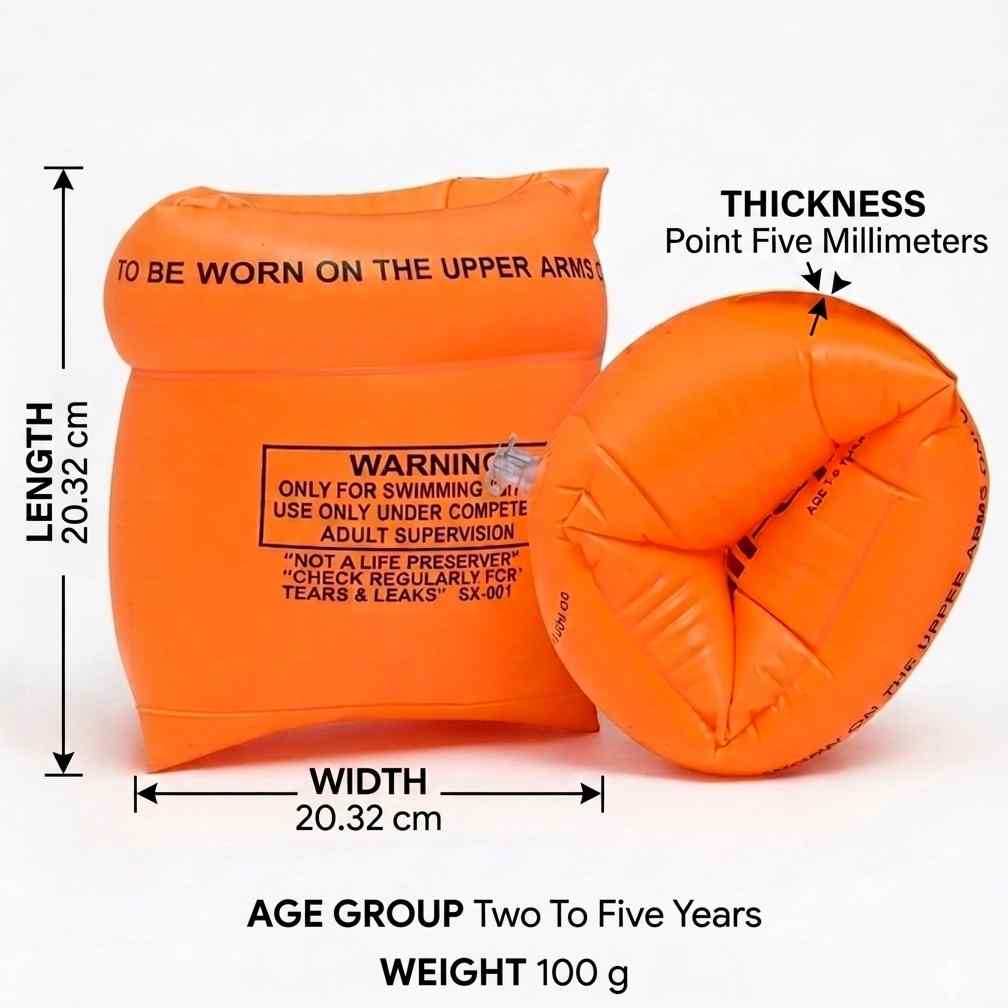 Inflatable Swimming Arm Bands For Kids Safety Orange Color