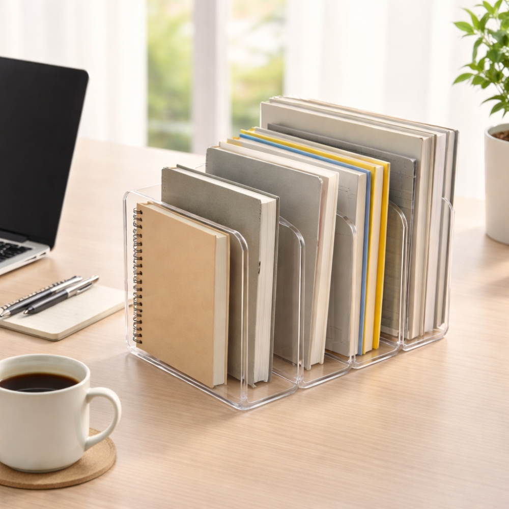 Clear Acrylic Multi-Compartment Desk Organizer