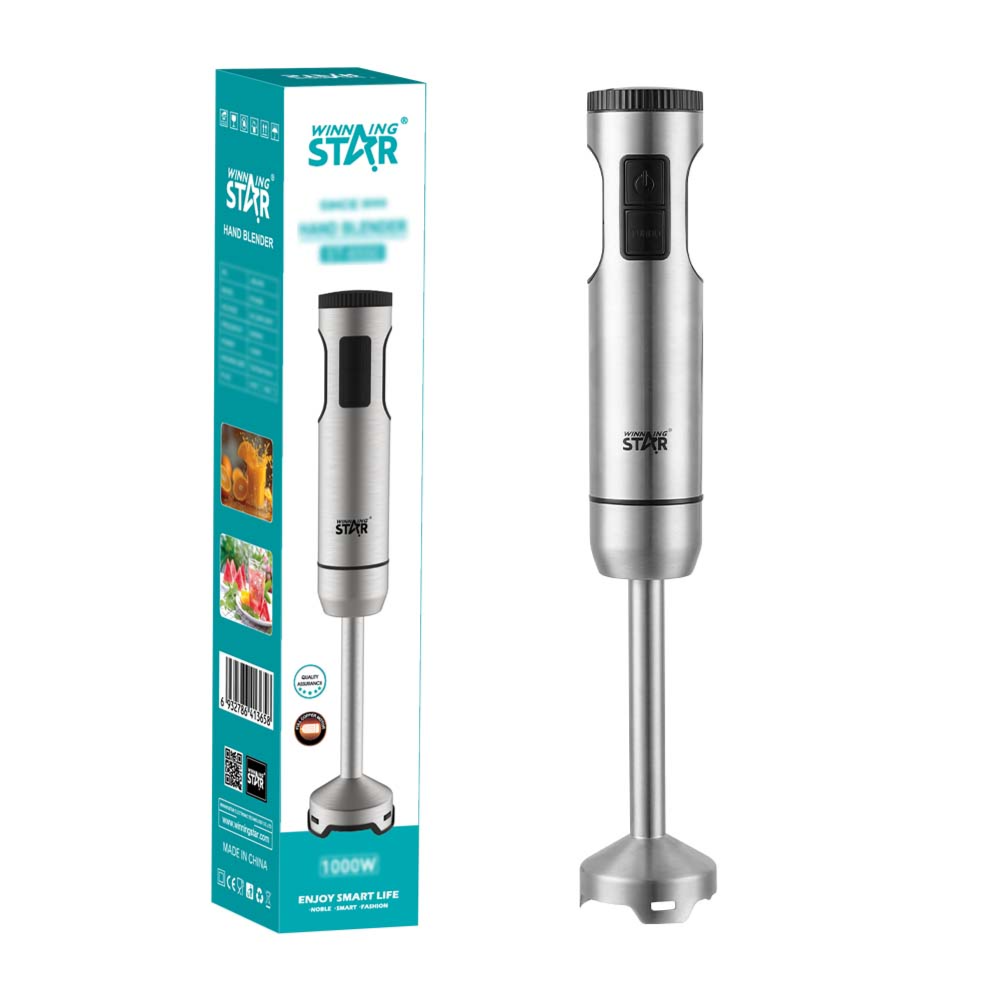 WINNING STAR ST-6550 1000W Upgraded 4 Titanium Enhanced Blade Kitchen Stainless Steel Hand Mixer Electric Hand Blender