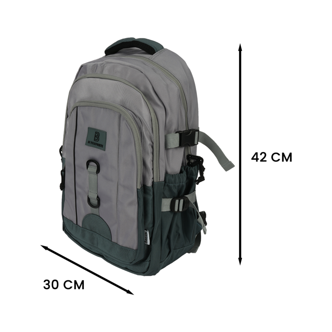 Premium Backpack - Dusty Green & Grey (Spacious)