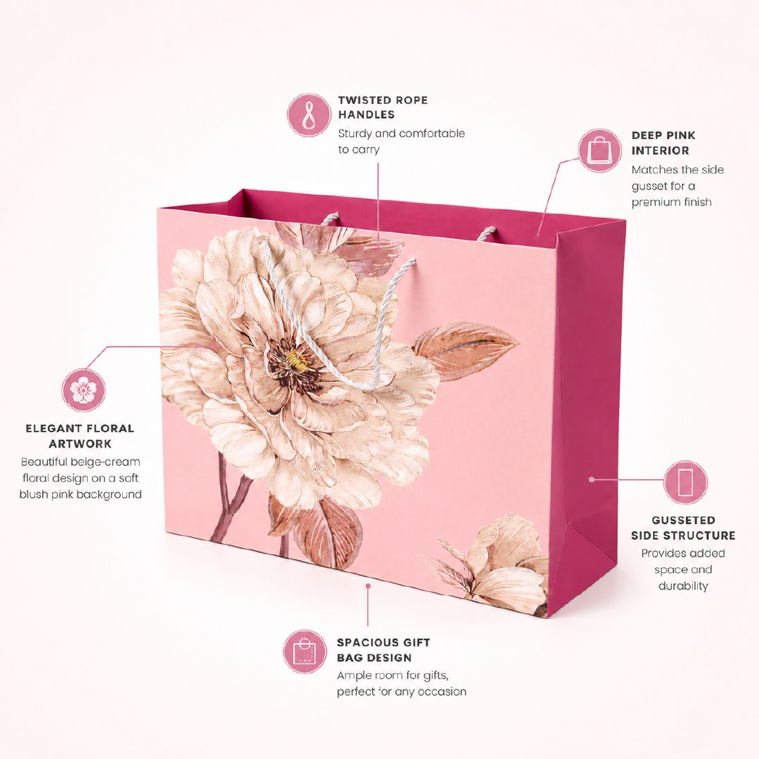 Elegant Floral Paper Gift Bag – (32Cm)