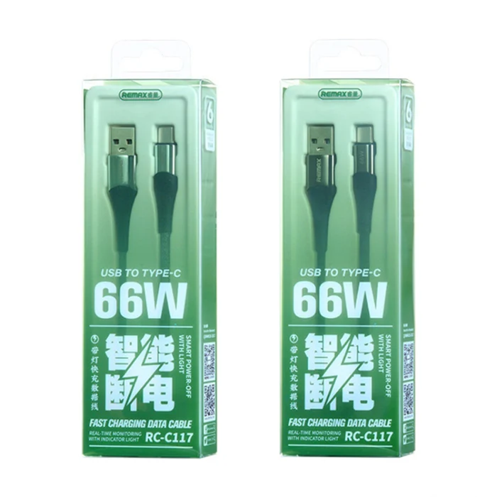 REMAX RC-C117 1.2m 66W USB to Type-C Smart Power-off Fast Charging Data Cable(Dark Blue)