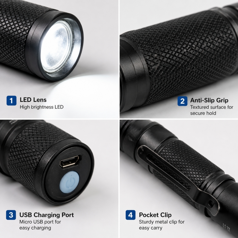 Multi Function Small Rechargeable Flashlight
