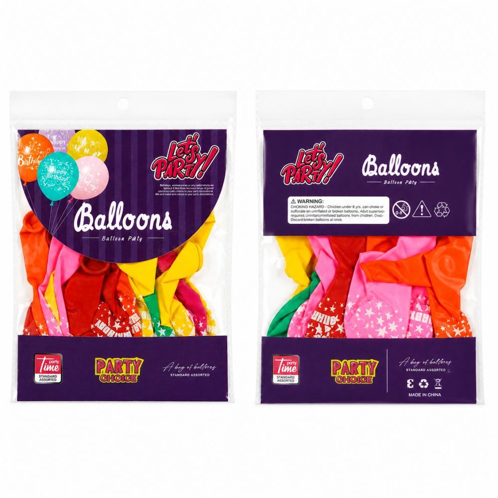 Premium High Quality Natural Latex Happy Birthday Party Printed Balloons Decoration Pack