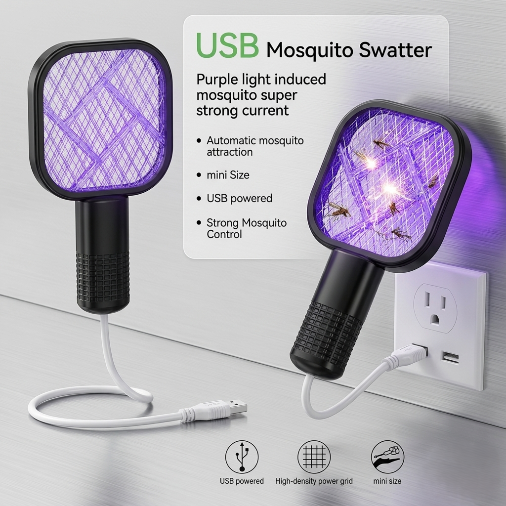 Portable Electric mini Mosquito Bat & Insect Killer No Battery- USB Powered