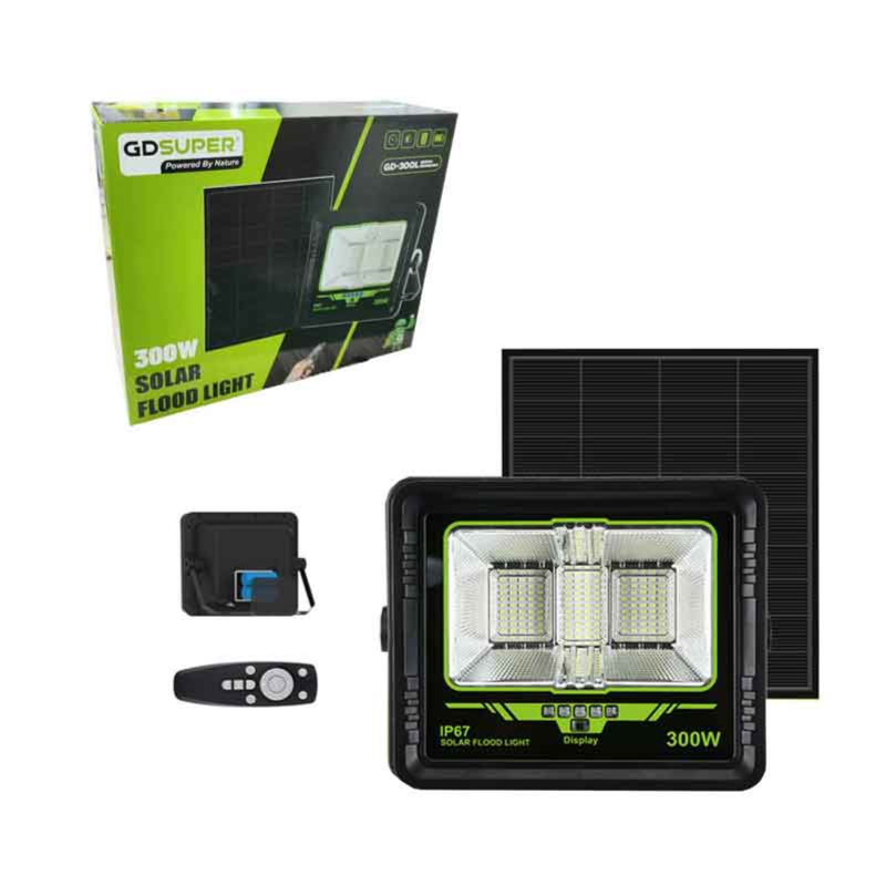 GDSUPER LED WATERPROOF SOLAR LIGHT 300W COOL WHITE 7500K WITH REMOTE CONTROL GD 300L
