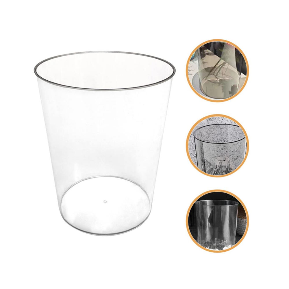 Premium Transparent Paper Bin  Minimalist Clear Round Trash Can
