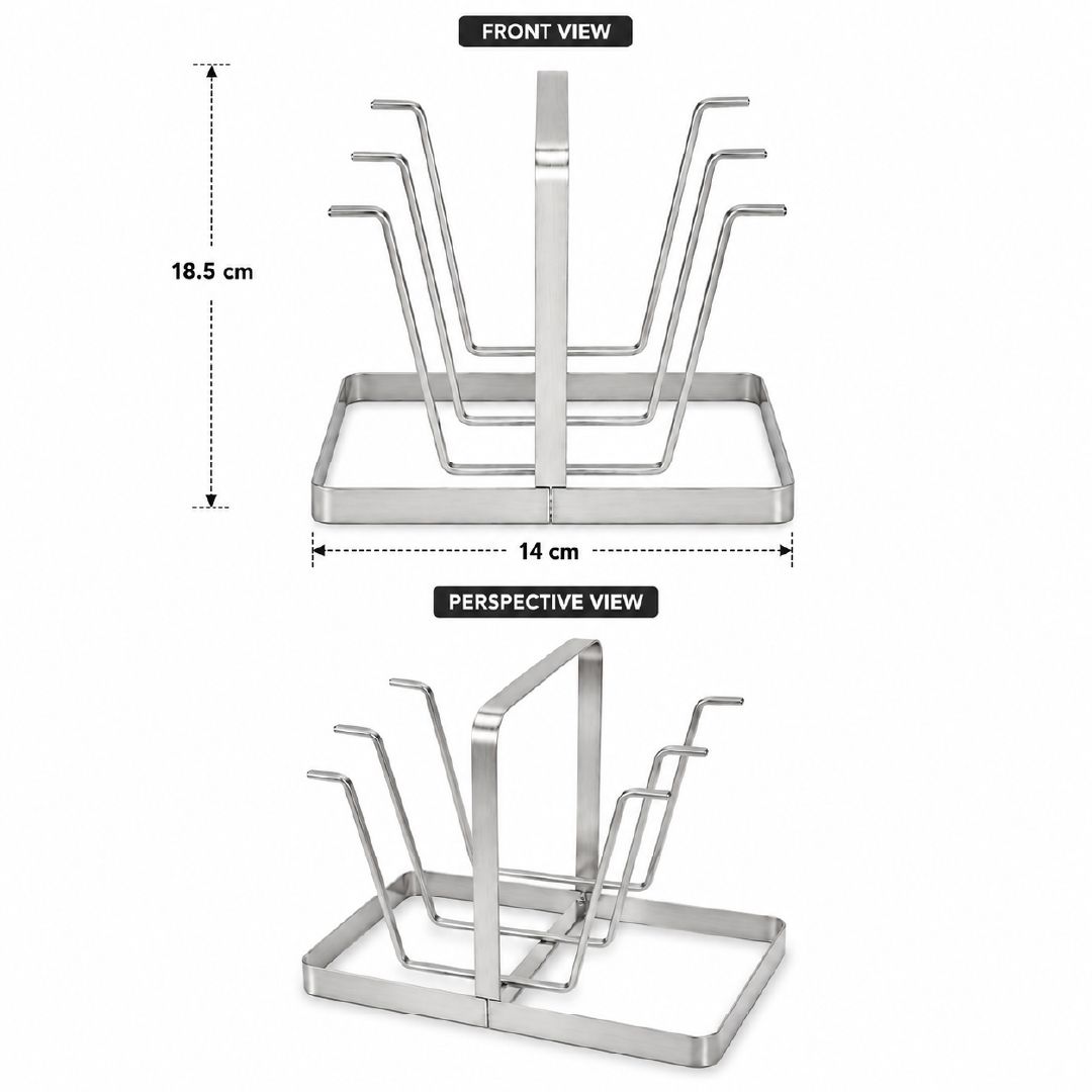 Eco-Conscious Stainless Steel Cup Drying Rack And Tumbler Organizer With Six Hooks