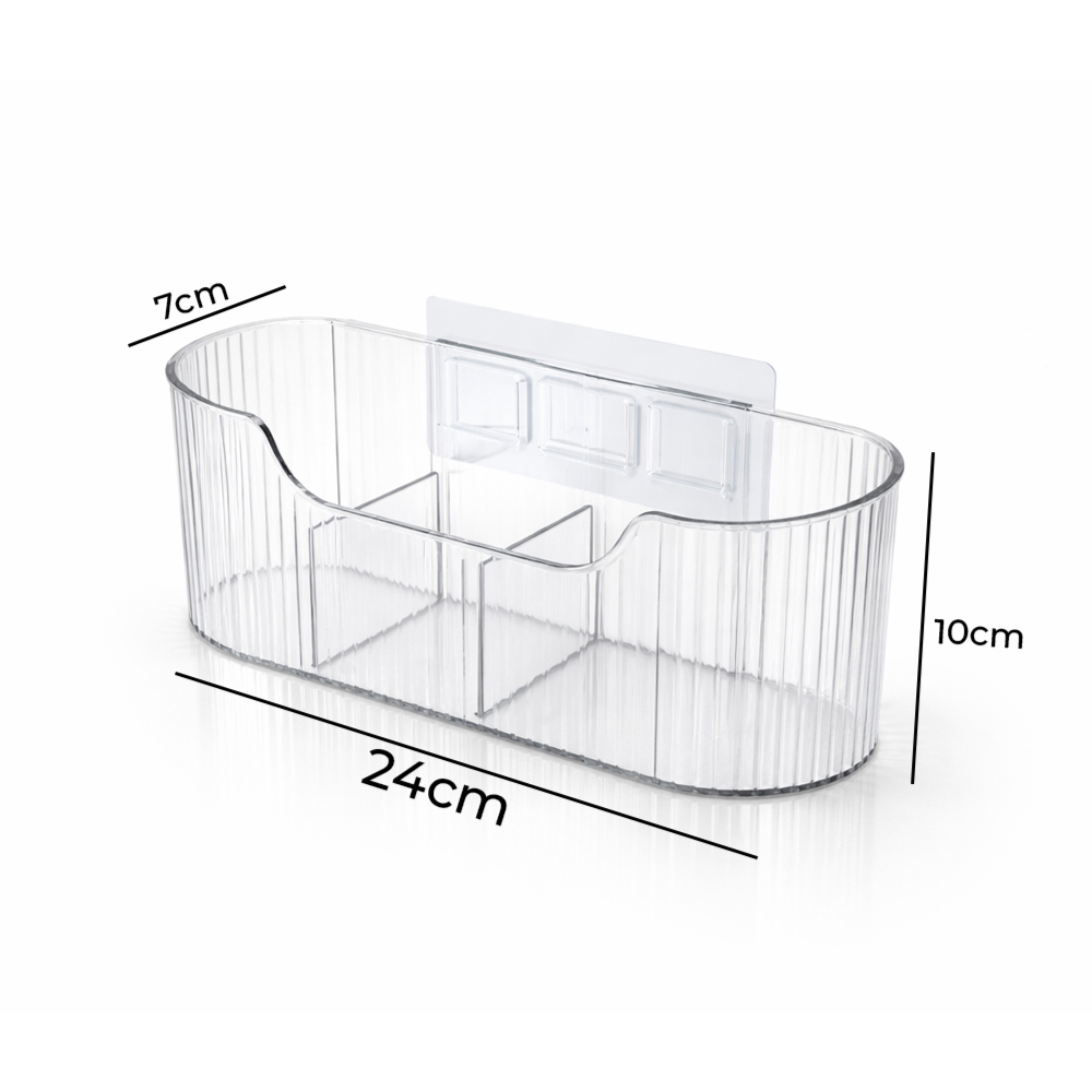 Luxury Clear Acrylic Wall-Mounted Organizer | 3-Compartment Multipurpose Storage