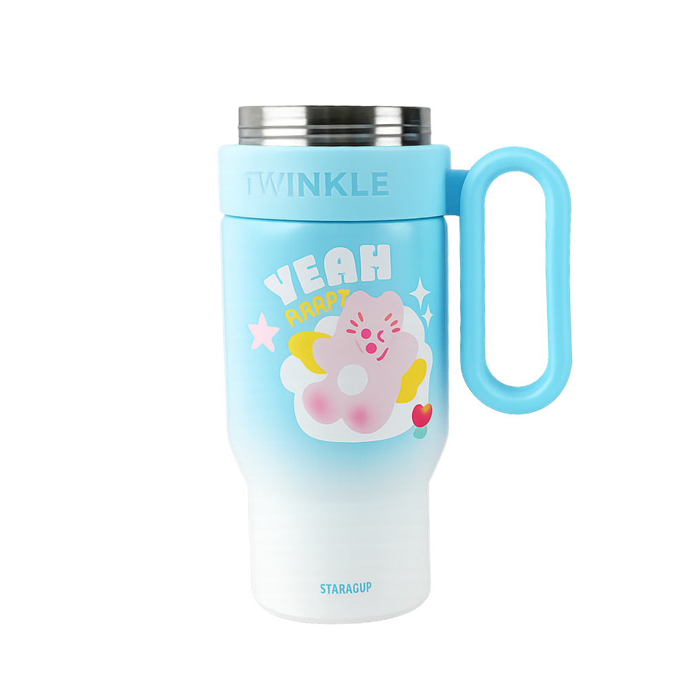 Premium Insulated Vacuum Flask Cup 27cm – Cute Cartoon Stainless Steel Thermal Bottle with Handle for Hot & Cold Drinks