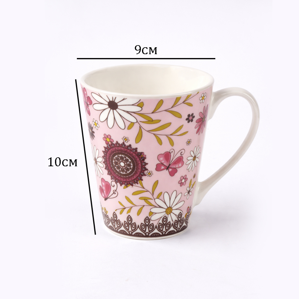 Premium Floral Printed Ceramic Coffee Mug 10cm x 9cm – Elegant Flower Design Tea Cup for Home & Office
