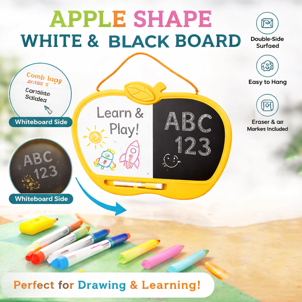 Apple-Shaped 2-in-1 Double-Sided Drawing Board