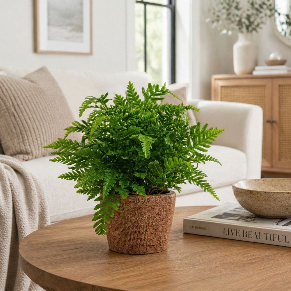 Premium Realistic Artificial Fern Plant In Modern Decorative Pot