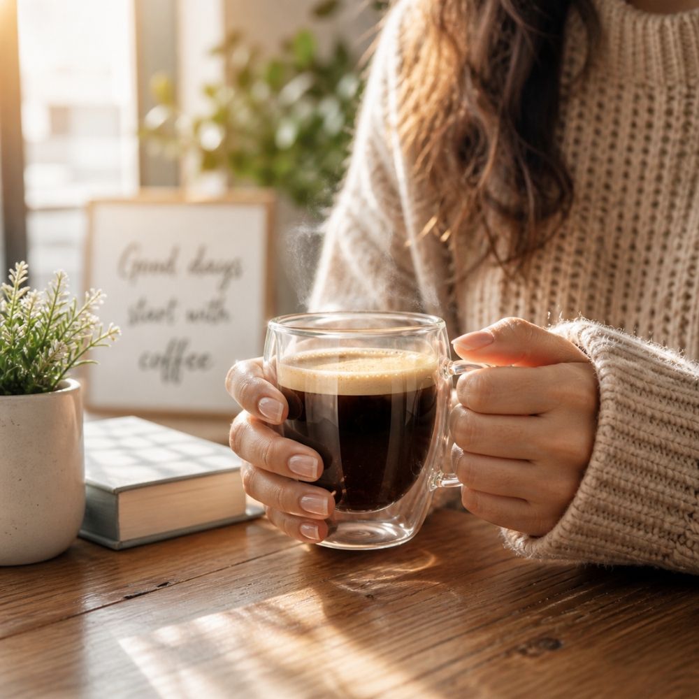 Premium Insulated Double Wall Borosilicate Glass Coffee Mug Set
