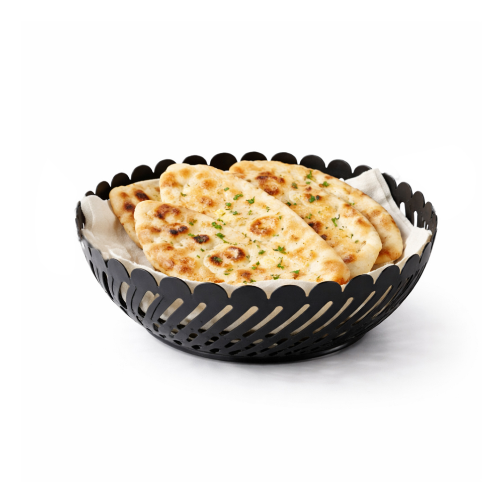 Compact Black Metal Fruit Basket 16x8cm – Modern Decorative Mini Serving Bowl for Dining Table & Kitchen