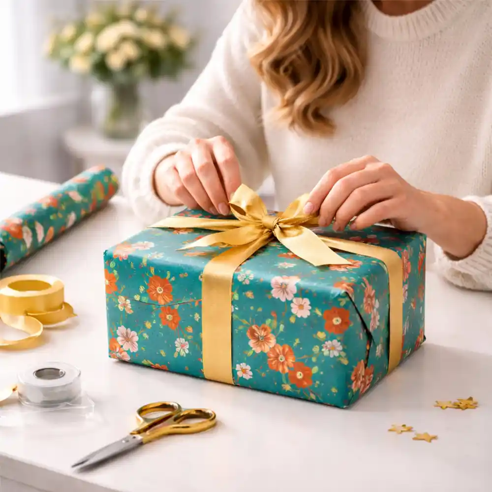 Floral Kraft Gift Wrapping Paper