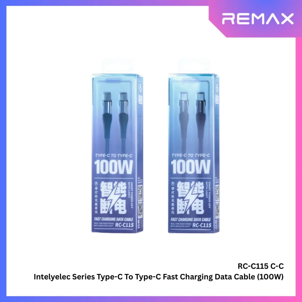 REMAX - RC-C115 C-C IntelyeleC Series Type-C to Type-C Fast Charging Auto Power Off Charging Data Cable (100W) - Silver