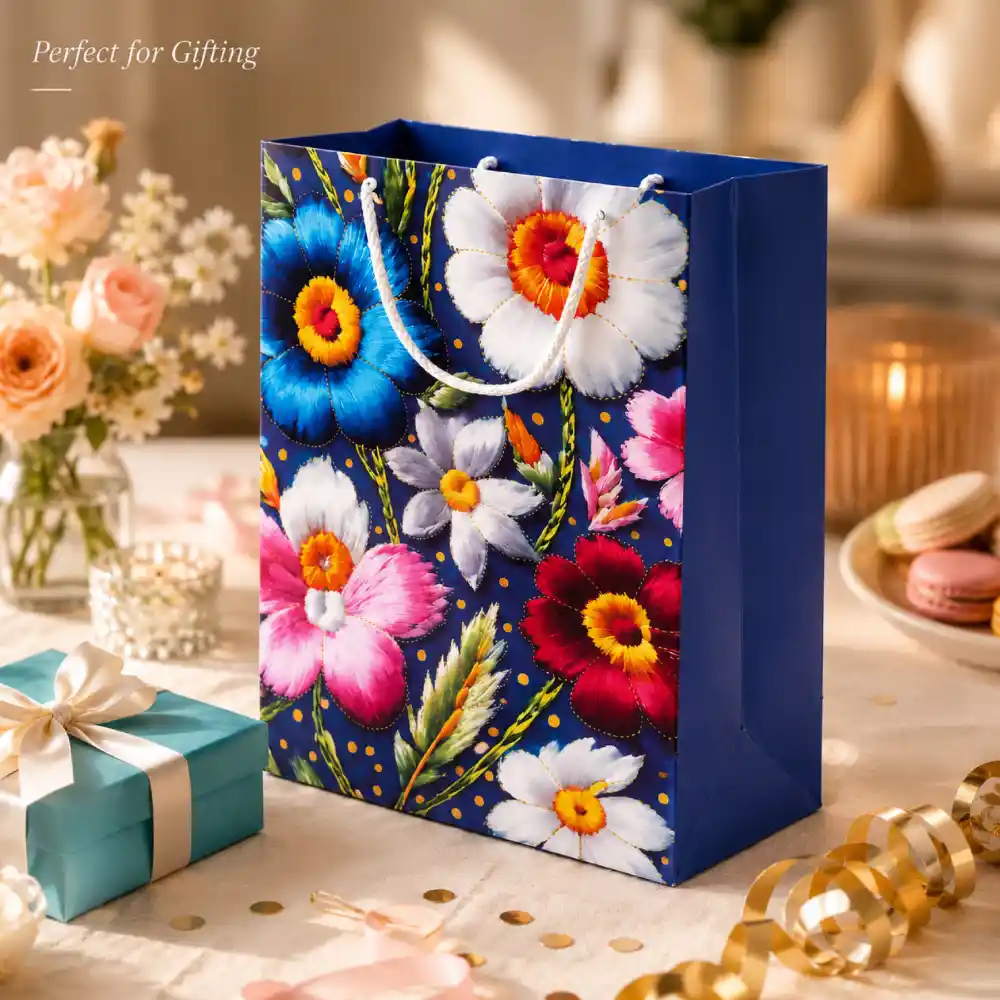 Deluxe Floral Wreath Premium Paper Gift Bag – 32Cm