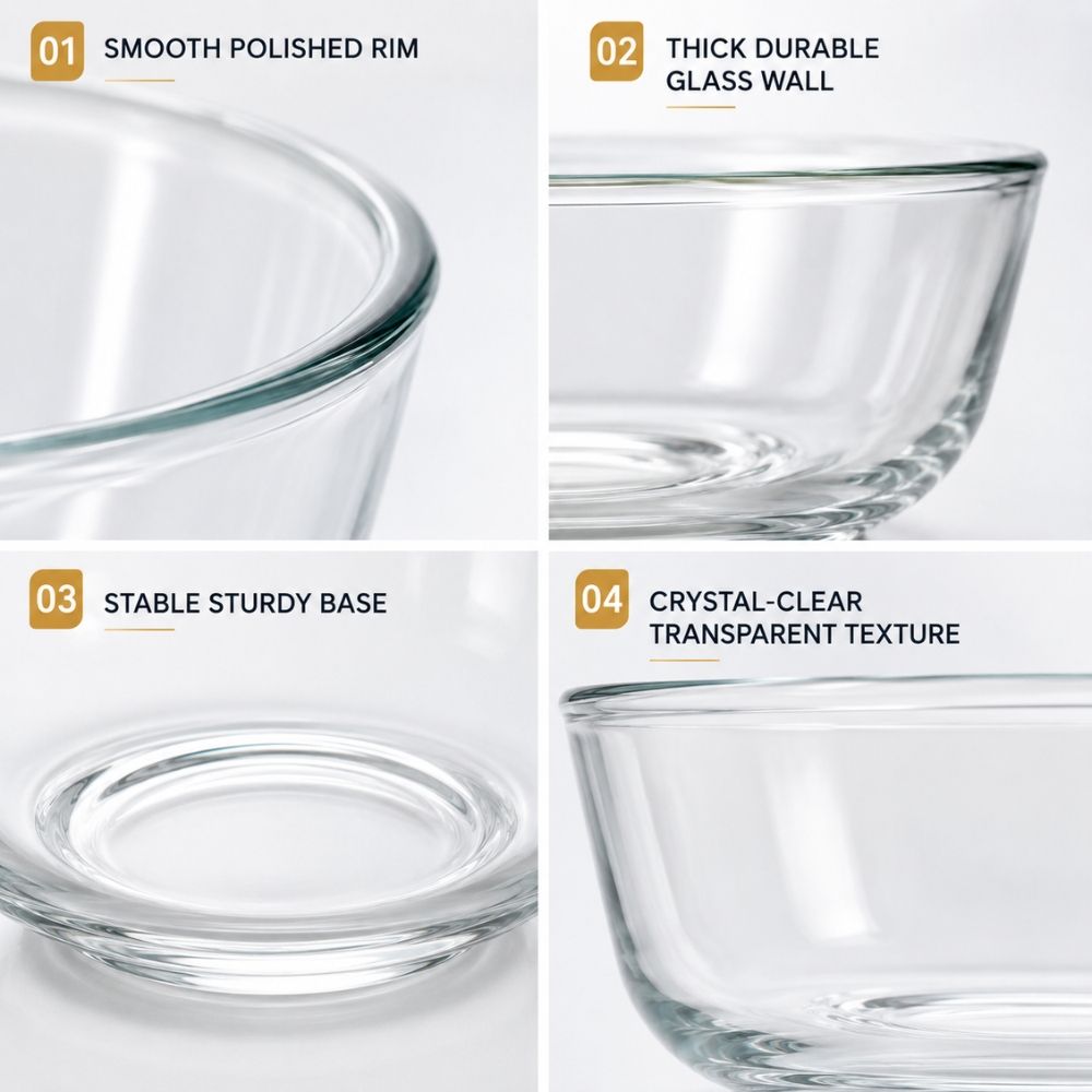 Premium Versatile Clear Glass Mixing Bowl | Transparent, 6.5 X 14.5Cm